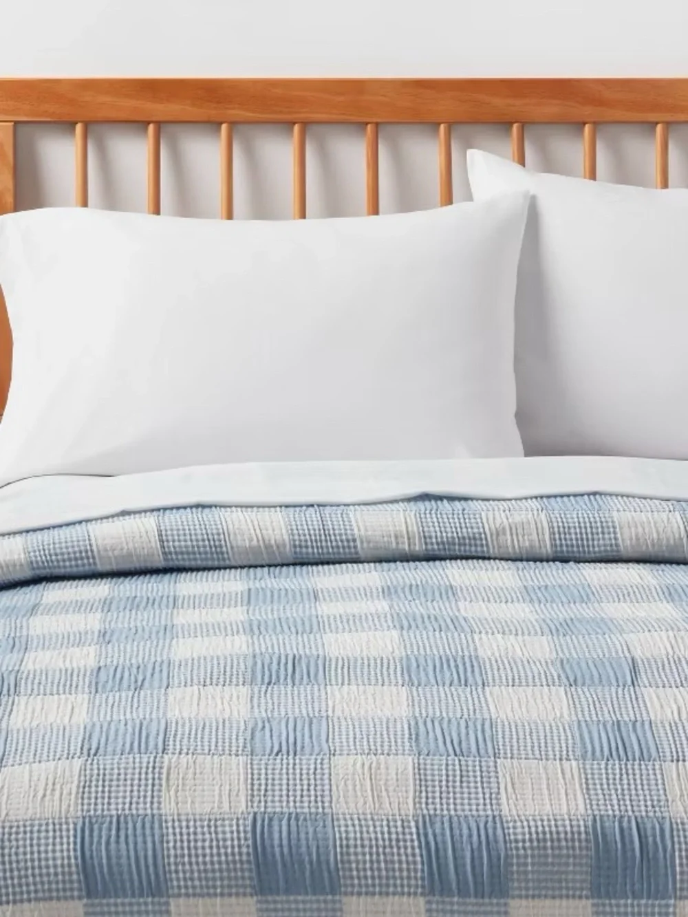 Room Essentials Matelasse Quilt Light Blue Plaid